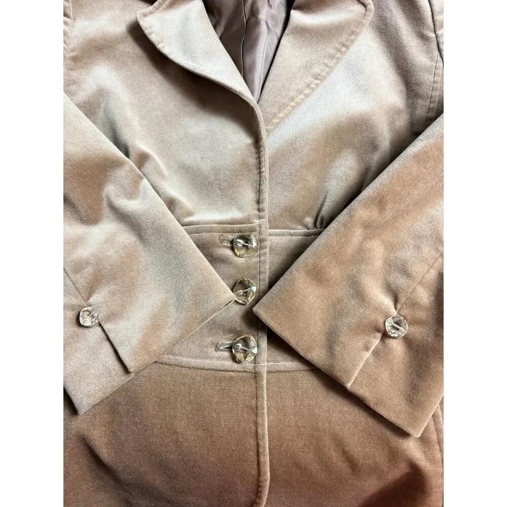Laundry by Shelli Segal Tan Velvet Blazer Size 8 - Picture 7 of 9